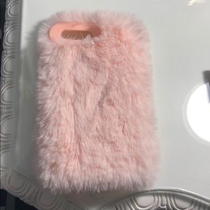 iPhone 7/8 plus fuzzy pink case. Barely used